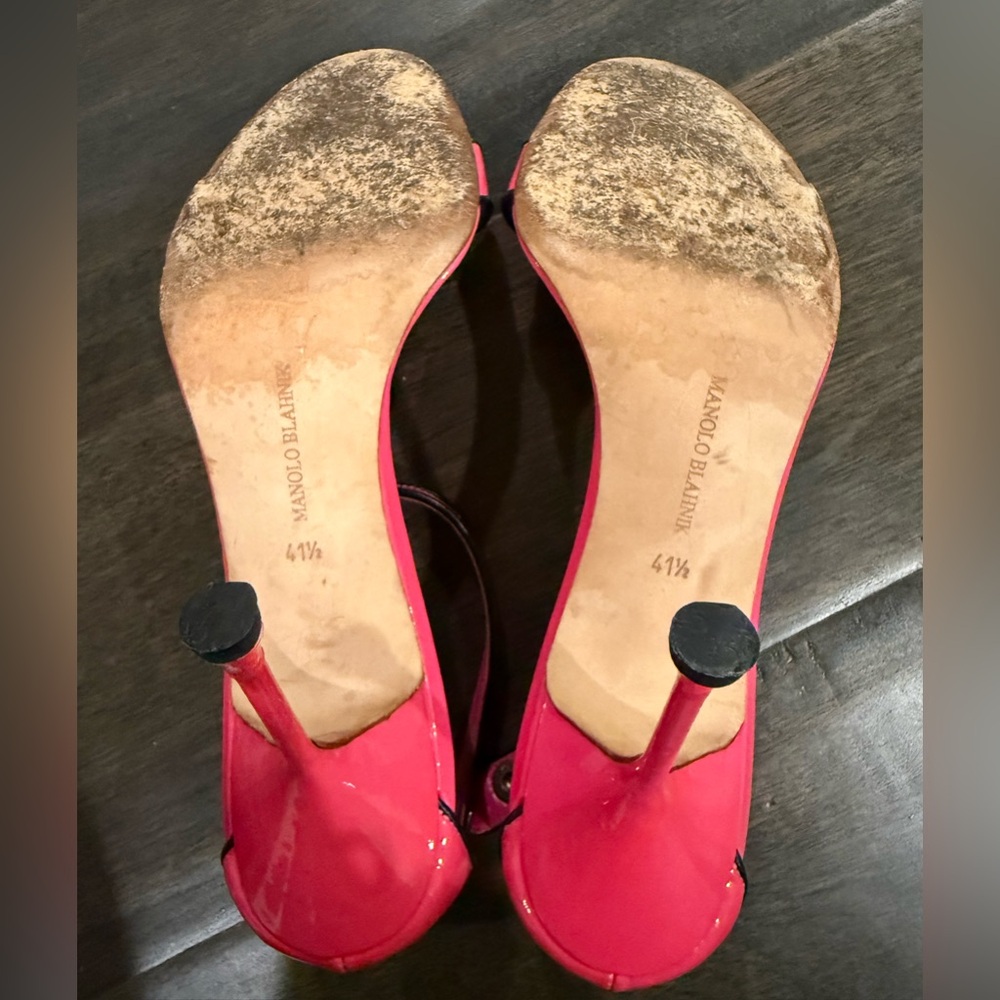 100% AUTHENTIC HOT PINK MANOLO BLAHNIK HEELS 41.5 ORIGINAL BOX - Picture 4 of 7